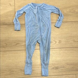 Little Sleepies Light Blue Zippered Footie Pajamas Size 6-12 months